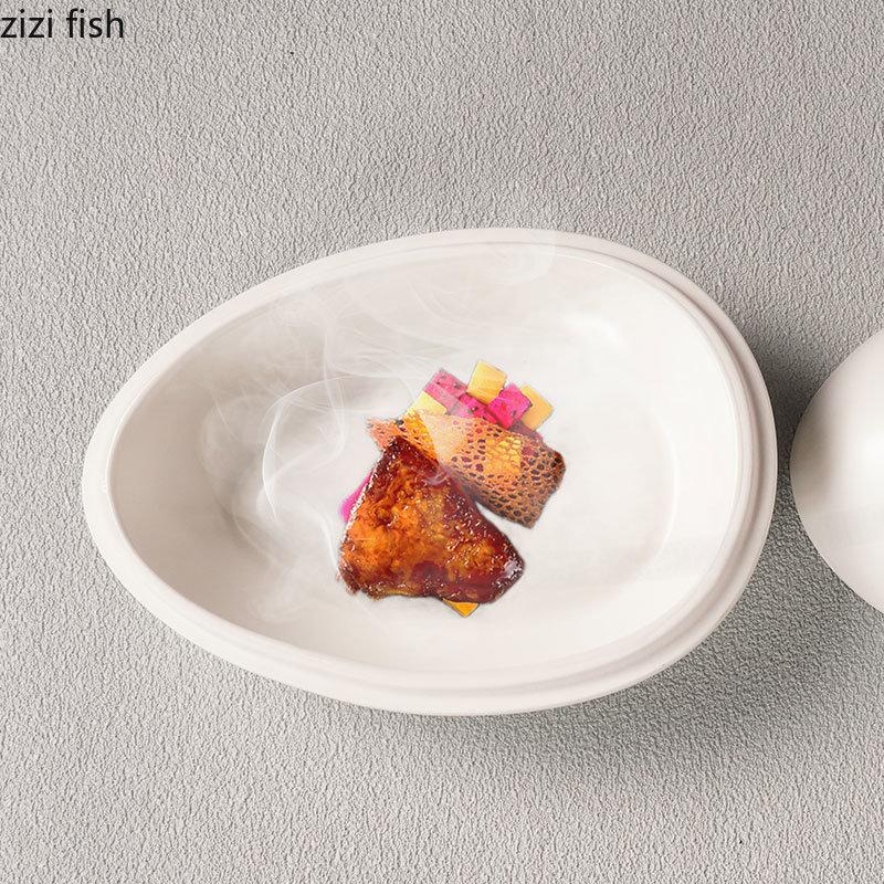 Керамическая посуда Десертная миска Западная обеденная тарелка с крышкой Поднос для сухого льда Салатник Миски для лапши Сервировочная тарелка Фруктовые тарелки