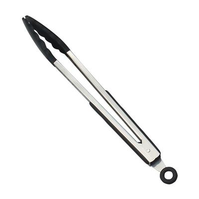 9-дюймовый черный стальной силиконовый пищевой зажим с силиконовыми резиновыми ручками