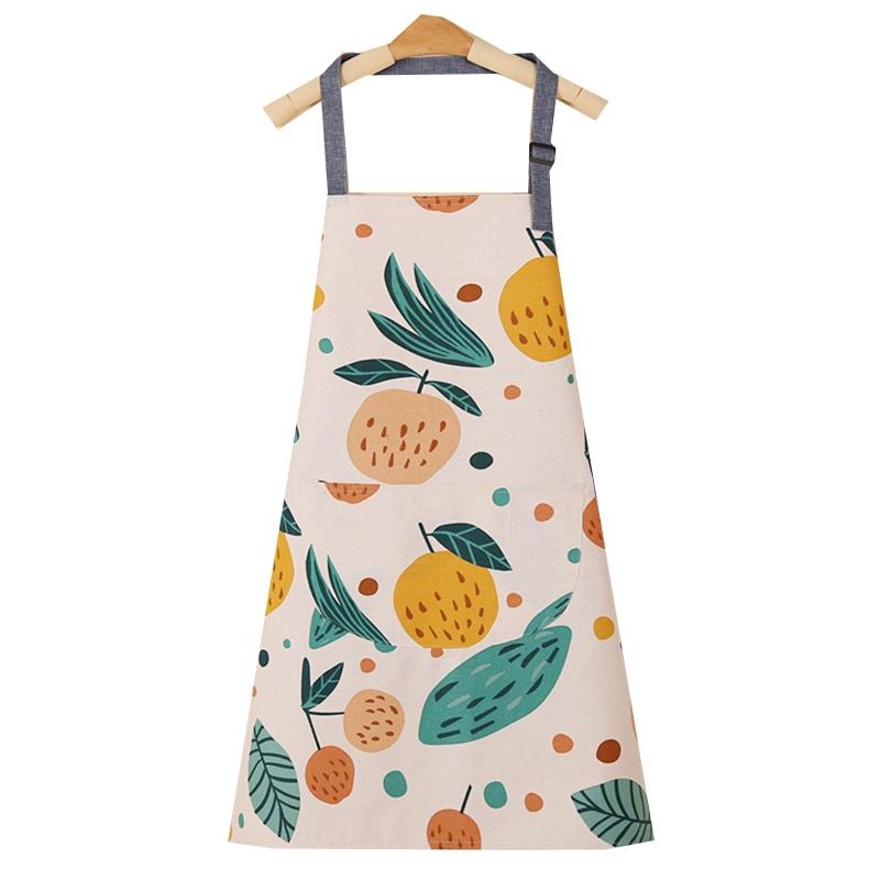 Cartoon Pattern Cotton Apron with Large Front Pocket No Sleeve Hanging Neck for Men Women Unisex Adjustable Kitchen Cooking