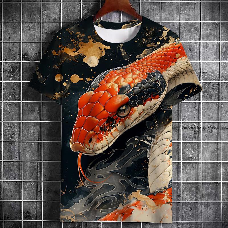 Snake Graphic T-Shirts Animal 3D Print Men Women Short Sleeve T Shirt Streetwear Oversized Harajuku Tees Tops Men's Clothing