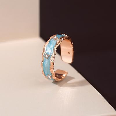 Кольцо Dream Blue с эпоксидным цирконием, женское, Niche Design, Sense Light, роскошное, открытое, на указательный палец