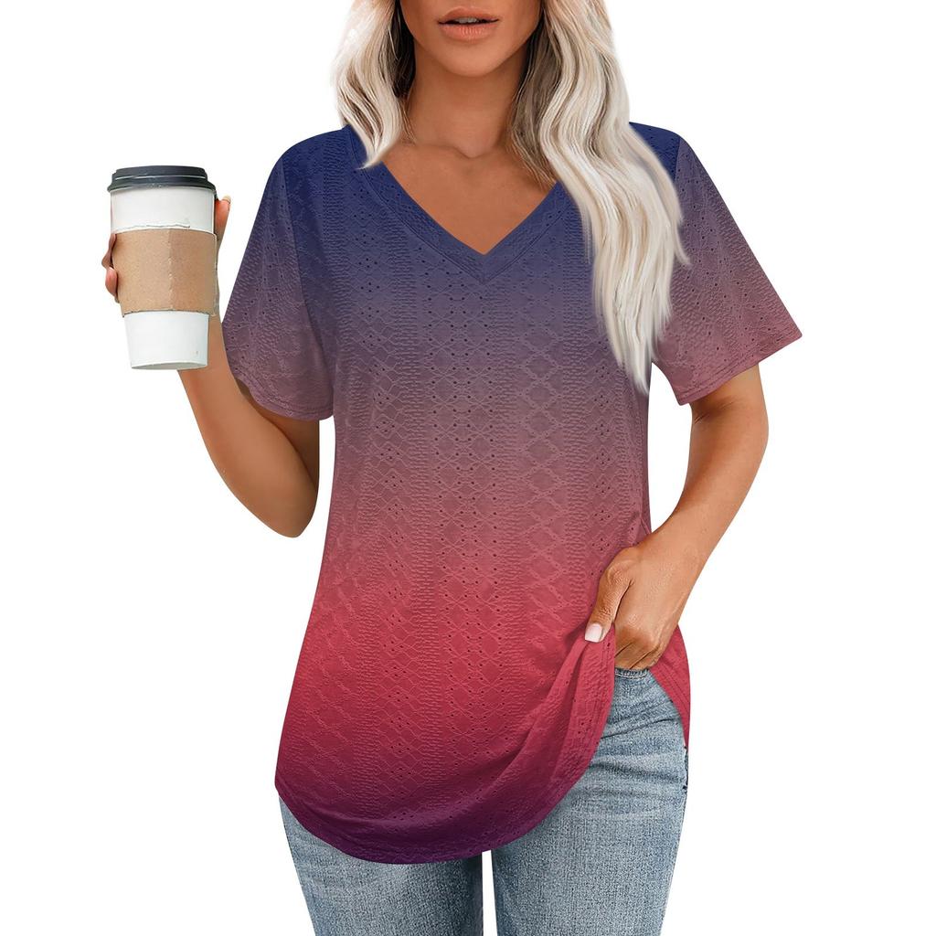 Женские футболки с V-образным вырезом и коротким рукавом, повседневные топы свободного кроя, базовые футболки с закругленным подолом