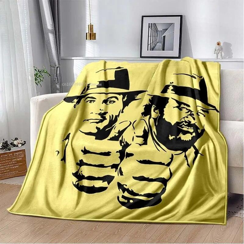 Одеяло с принтом Теренса Хилла и Бада Спенсера, комедийный персонаж, теплое тонкое фланелевое мягкое и удобное домашнее дорожное одеяло, подарок