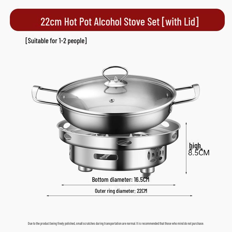 Сухой горшок-плита из нержавеющей стали: Компактная жаровня (хот-пот) на спирту для домашнего и коммерческого использования