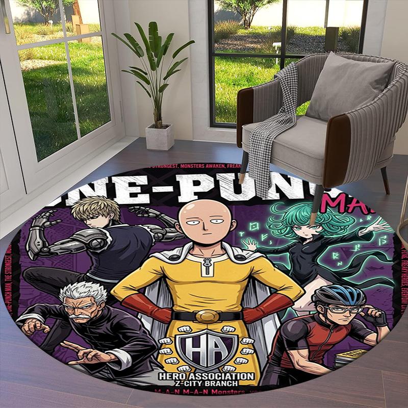 Onepunch Man Round Area Rug Carpet Rug For Living Room Bedroom Sofa Playroom Decor Nonslip Floor Mat