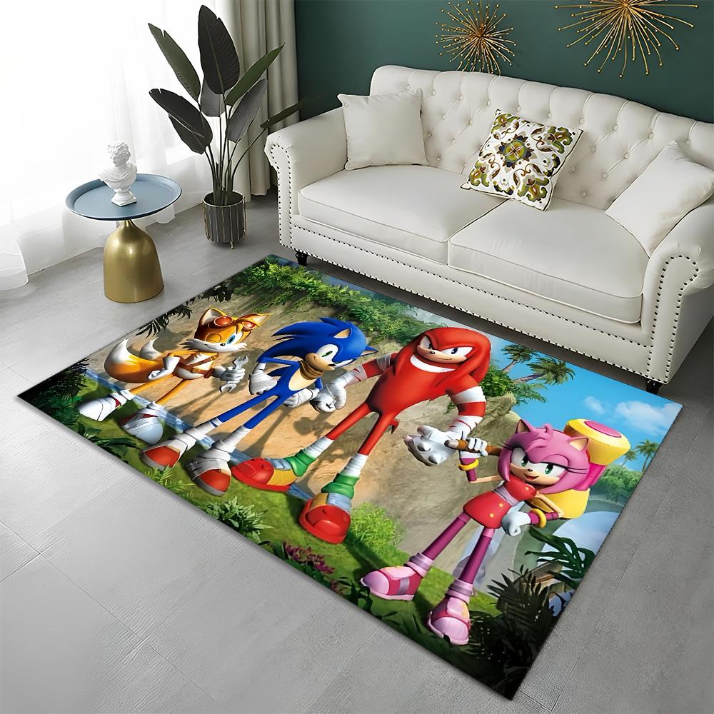 Fashion S-Sonic Cartoon Game Carpet Rug for Playroom Bedroom Living Room Sofa Home Decor,kids Play Area Rug Non-slip Floor Mat
