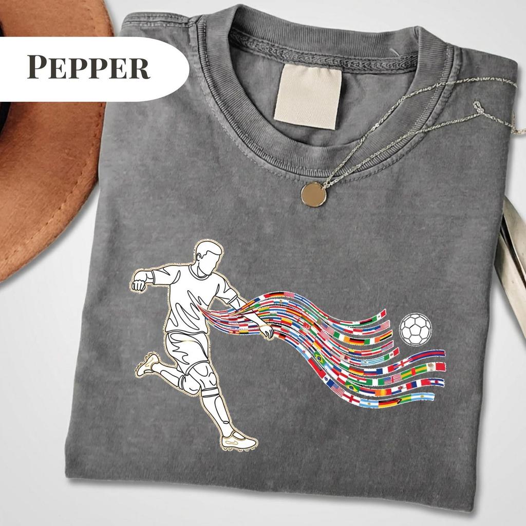 Comfort Colors® Soccer Player Flags T-Shirt and kids tshirt, Unisex Graphic Tee