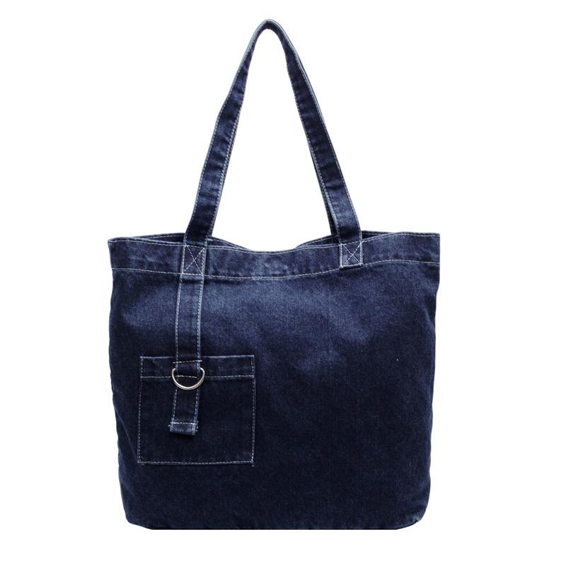 New Denim Shoulder Bag Women's Casual Simple Girl Tote Bag Student Portable Make-up Bag