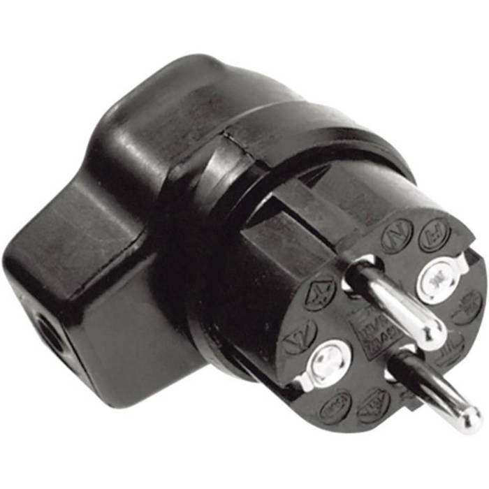 Kalthoff 919171 Fiche coudée à contact de protection caoutchouc 250 V noir IP44