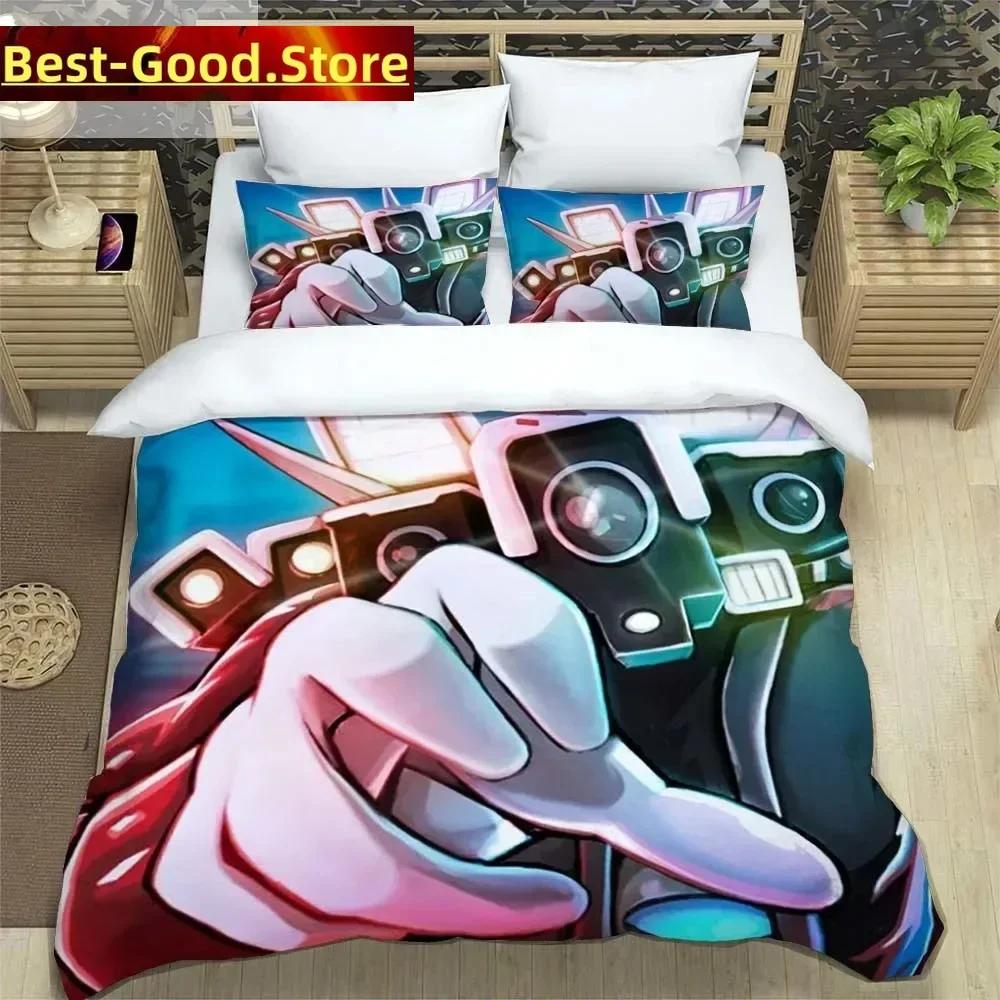 Skibidi Toilet Funny Kprl Speaker Cartoon Duvet Case Pillowcase Beddding Set Twin Full King for Boys Adults Bedroom
