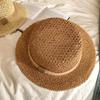 Straw Hat for Women Summer Old Money Style Hollow Woven Fedora Hat Retro French Beach Vacation Sun Hat Outdoor UV Protection