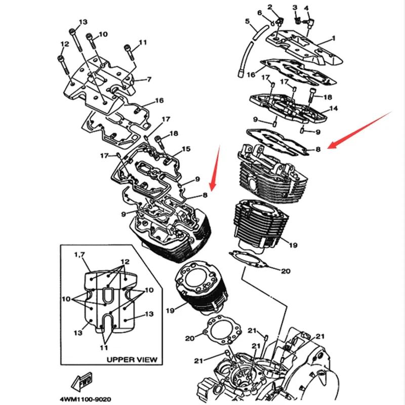 2PC Motorcycle Cylinder Head Cover Gasket For Yamaha XV1600 Road Star 1600 99-03 Midnight Star 00-03 XV1600A Wild Star 99-02