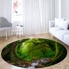 Гостиная, спальня, входная дверь, домашний ковер, зеленое отверстие под дерево, круглый ковер с узором, круговой коврик с принтом
