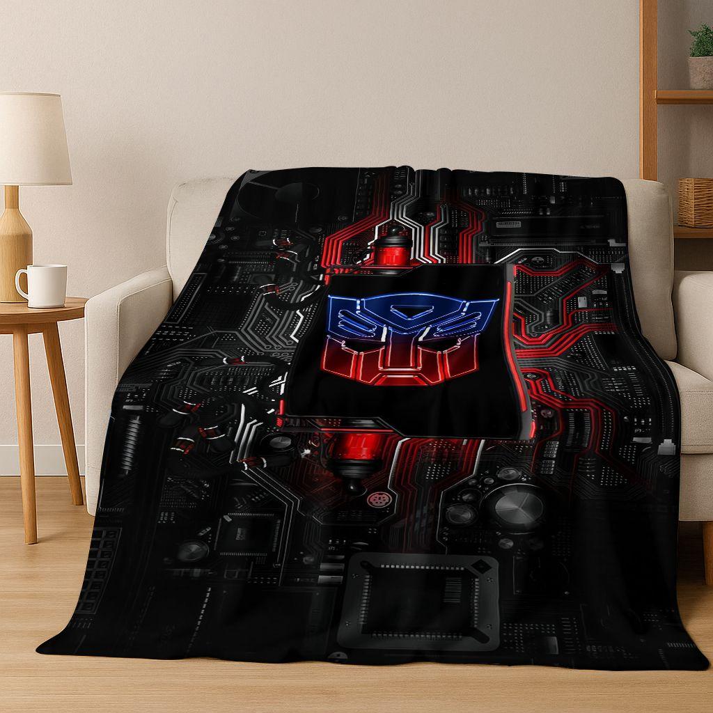Cartoon T-Transformers Autobots Optimus Prime Flannel Blanket,Warm and Cozy Soft Throw Blanket for Home Bedroom Bed Sofa Cover
