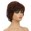 Женский парик Коричневые пушистые короткие вьющиеся волосы Многослойные волосы Синтетический полный парик