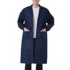 Men Long Coat Non Pilling Full Sleeve Solid Color Loose Single-breasted Pockets Thickened Dustproof Doctor Food Laboratory Beauty Salon Workwear Coat
