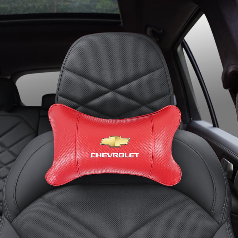 Car Seat Neck Headrest Cushioning Carbon Leather Soft Pillow For Chevrolet Corvette Montana TrailBlazer Silverado Traverse Cruze KB5