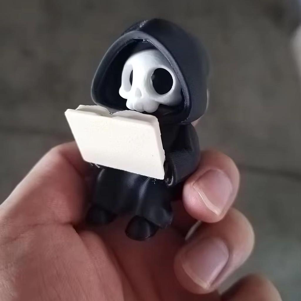 Gothic style skull hooded reading small death god ornament, Halloween desktop decoration, bedroom, study, office ornament