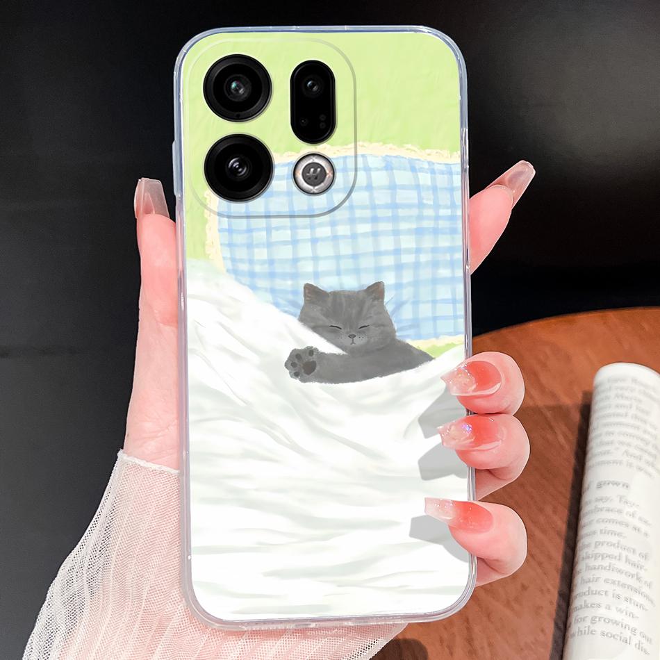 For Oppo Find X9 X8 X7 Pro Phone Cover Lovely Animal Cartoon Soft TPU Clear Silicone Case For Oppo Find X7 Ultra X 9 X 8 Bumper