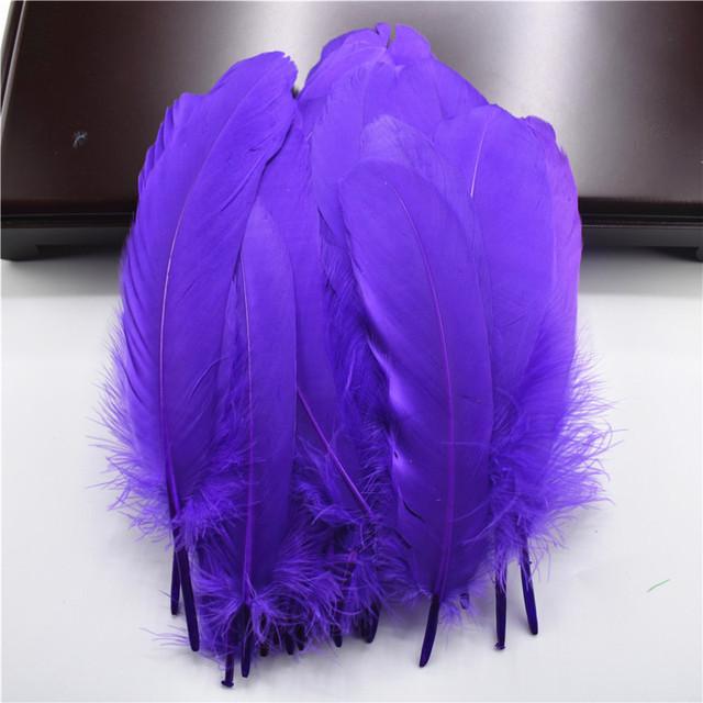 100pcs /Lot Colorful Hard Stick Natural Goose Feathers For Needlework Crafts Feather Handicraft Decor Wedding Accessories Plumes
