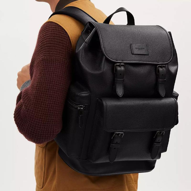 Coach Sprint 29 Letter Pattern Print Leather And Calfskin Backpack Men Backpack Black CT015-JILWO