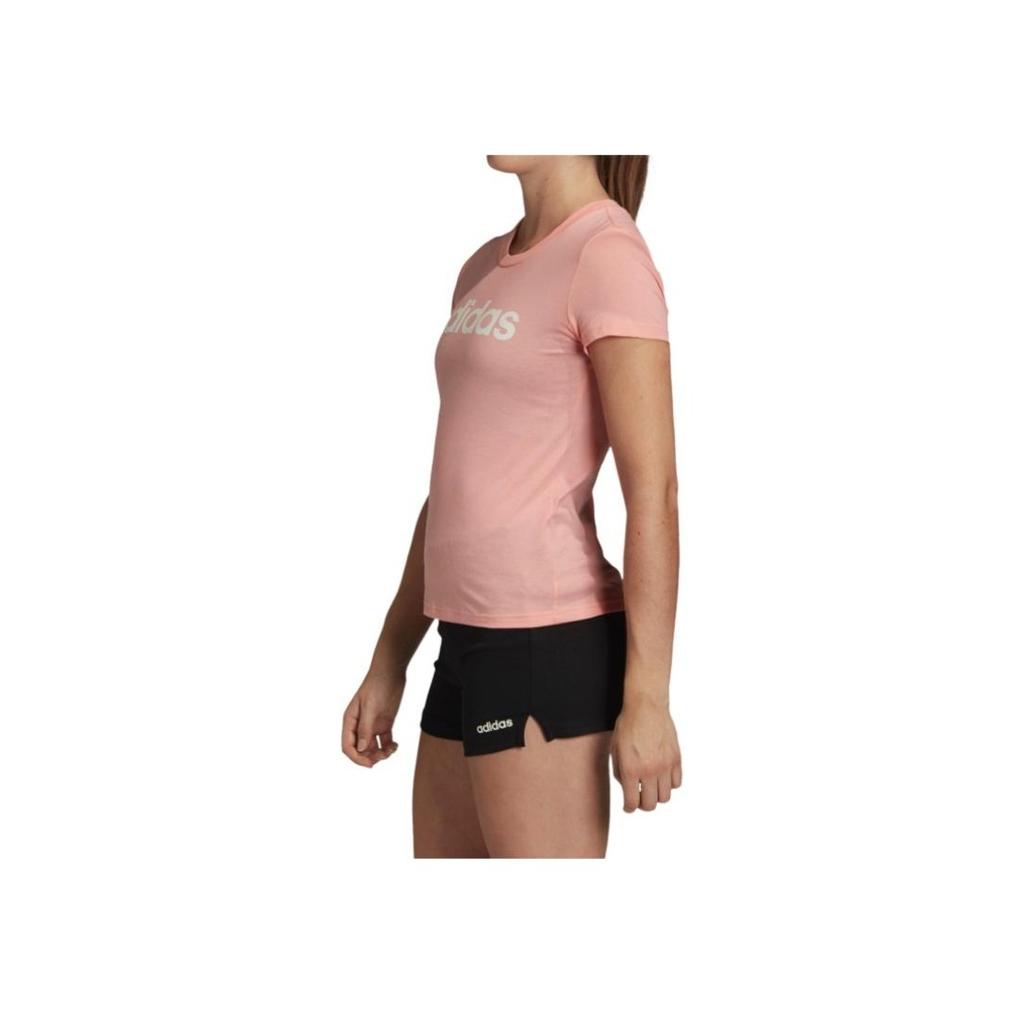 Adidas Essentials Round Neck Letter Print Short Sleeve Regular T-Shirt Women Tops Glowing-Pink FM6423