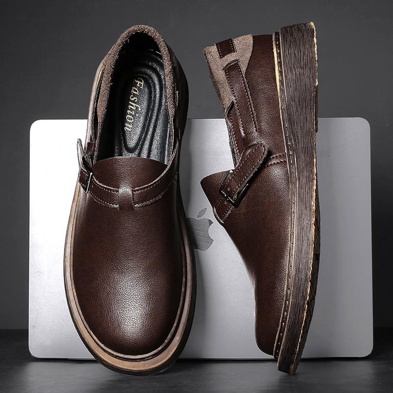 British Retro Style Men'S Loafers Thick Soled Comfortable Walking Casual Shoes Men'S Business Dress Shoes For Interviews