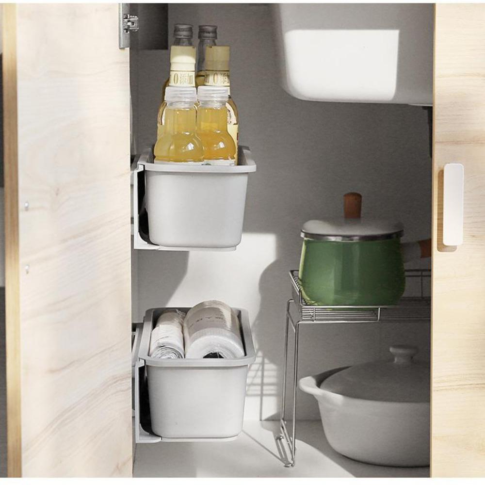 Kitchen Under Sink Storage Rack Spice Bottle Holder Organizer Shelf Bathroom Stand Household Wall-mounted Plastic Chopstick Box