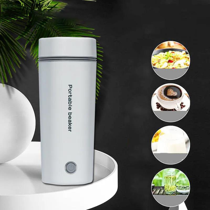 Портативный электрический чайник из нержавеющей стали с подогревом, автомобильная 8-часовая термоизоляционная чашка, чашка для кофе, чая, воды, нагревательная чашка