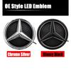 VBTYB1 2025 Hot Chrome Silver Front Star For Mercedes Benz A B C E S R GL GLA GLK ML SL-Class W205 W176 W212 Grill Emblem Glossy Black