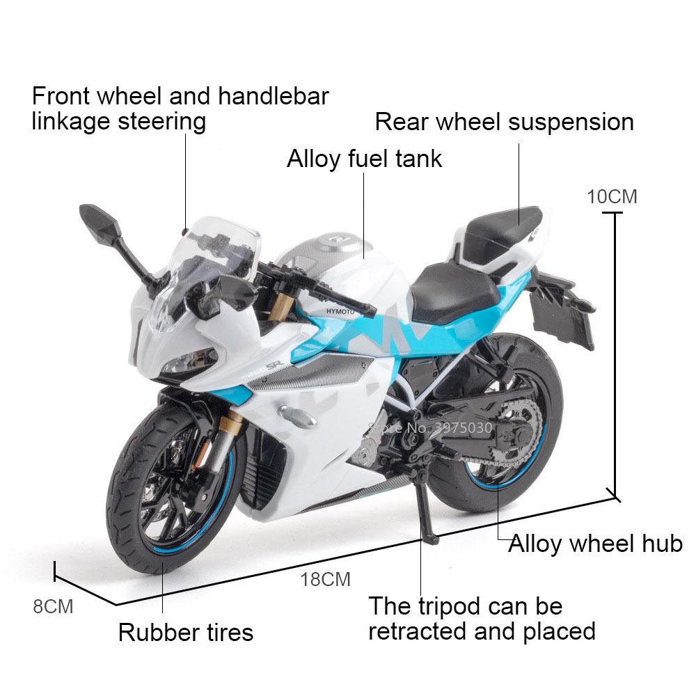 1/12 Spring Breeze 250SR Simulation Alloy Diecast Motorcycle Model Shock Absorbers Sound and Light Collection Toy for Kids Gifts