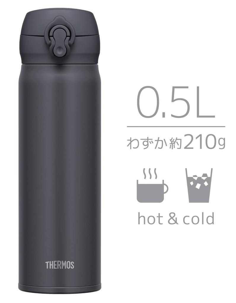 Thermos Vacuum Insulated Portable Smoke with Detachable Spout for Easy Stainless Steel Keeps Drinks Hot or SMB Mug, 500ml, Black, Cleaning,