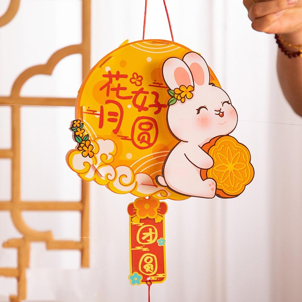 Cartoon Mid-Autumn Rabbit Lantern Handmade LED Lantern Toys Handheld Rabbit Lantern  School Project
