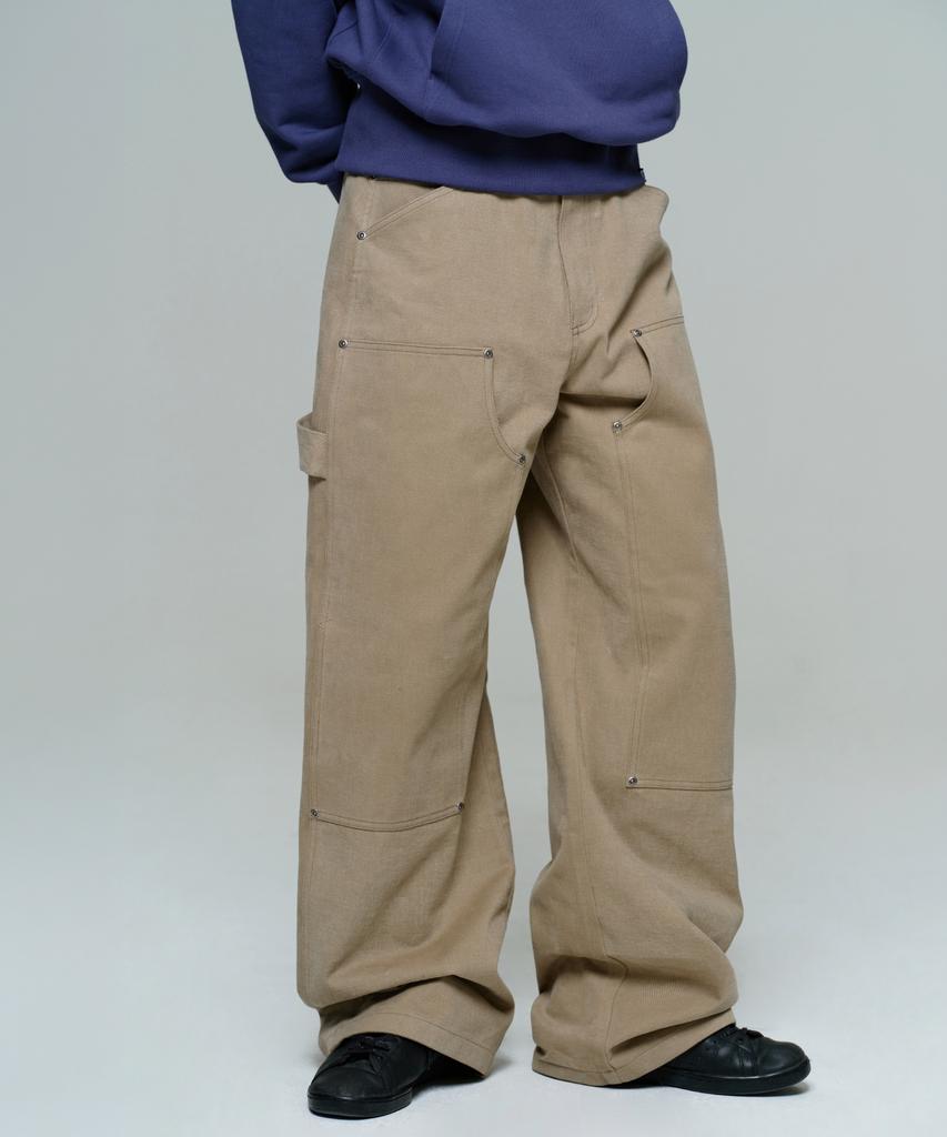 ERA Men Wide Carpenter Pants - Khaki Beige