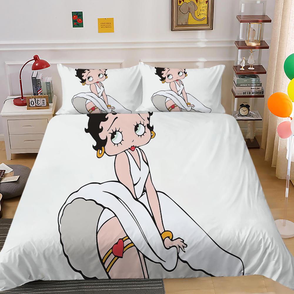 Bedding Set Cover Lovely 3D Betty Boop Printing Girl Double Size Home Textiles Comforter Cover Set