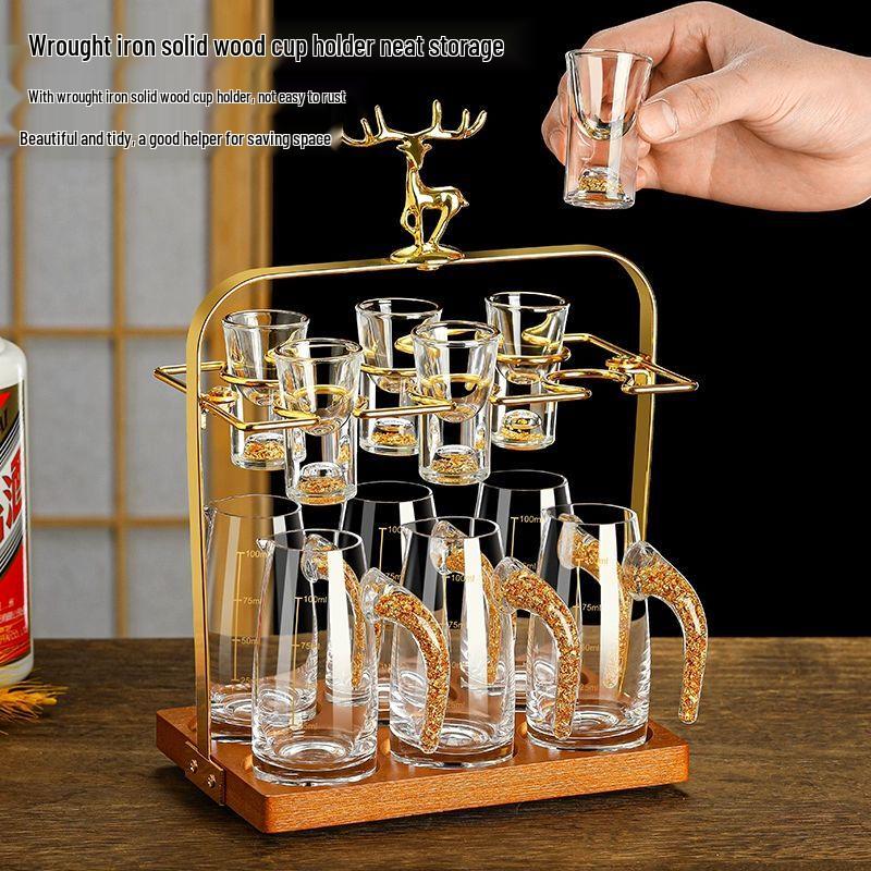 Набор хрустальных рюмок Jiakangming с золотой фольгой для байцзю