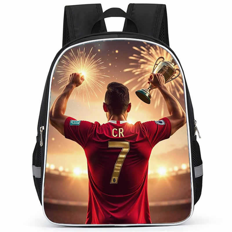 Рюкзак Cr7 Печать Высокой Четкости Большая Вместимость Многофункциональный Молния Oxford Защита Спины Легкий Рюкзак