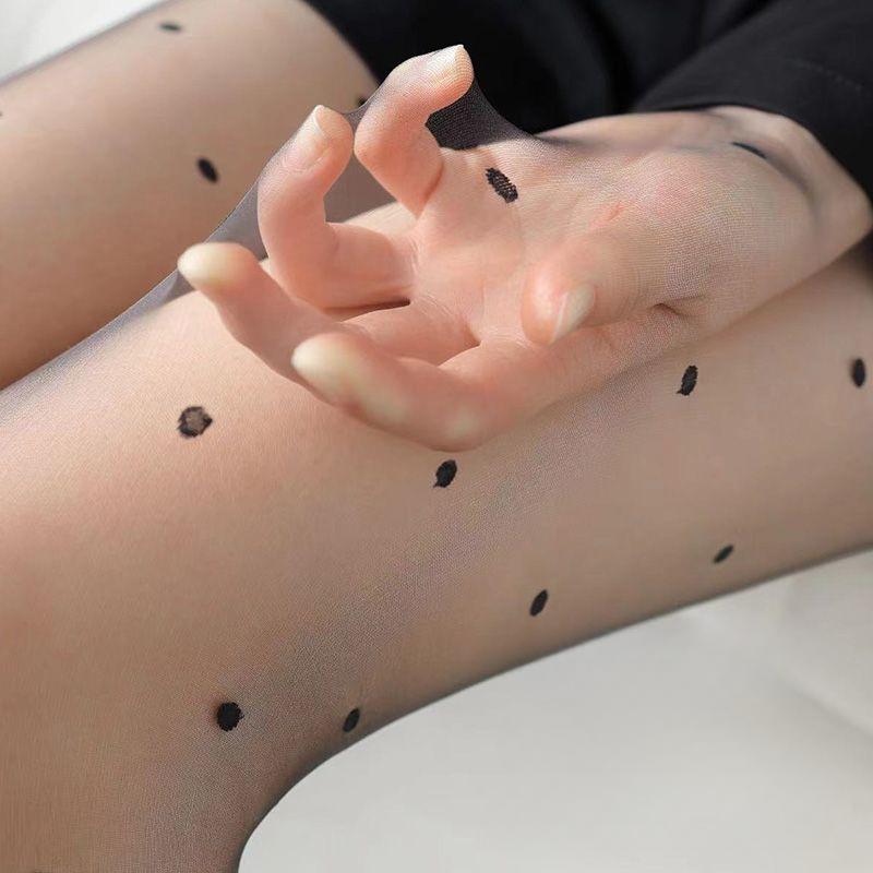 Черные чулки Сексуальные чулки с сердечками Mi-style Колготки в горошек Летние чулки с эффектом «нюд» Черный шелк Jk Ультратонкий стиль