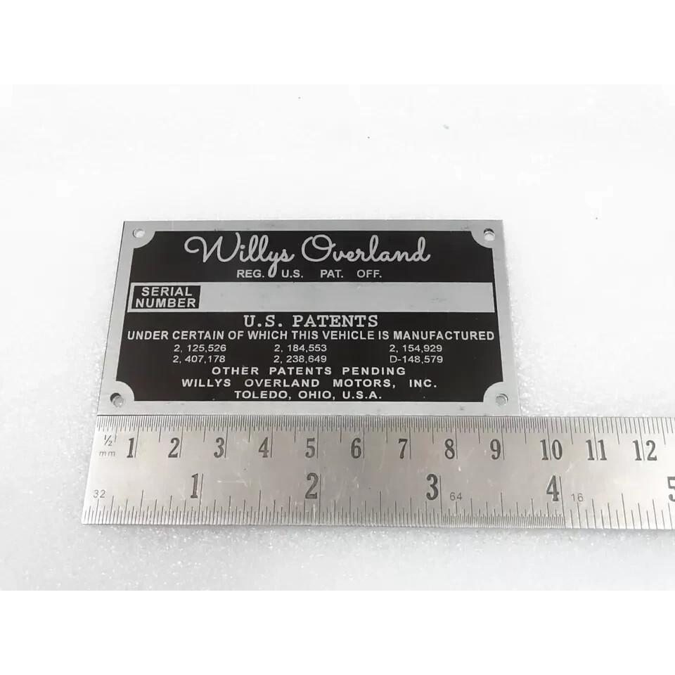 DATA PLATE FOR VINTAGE WILLYS OVERLAND CJ3A CJ3B M38 M38A1M170 |Fit For