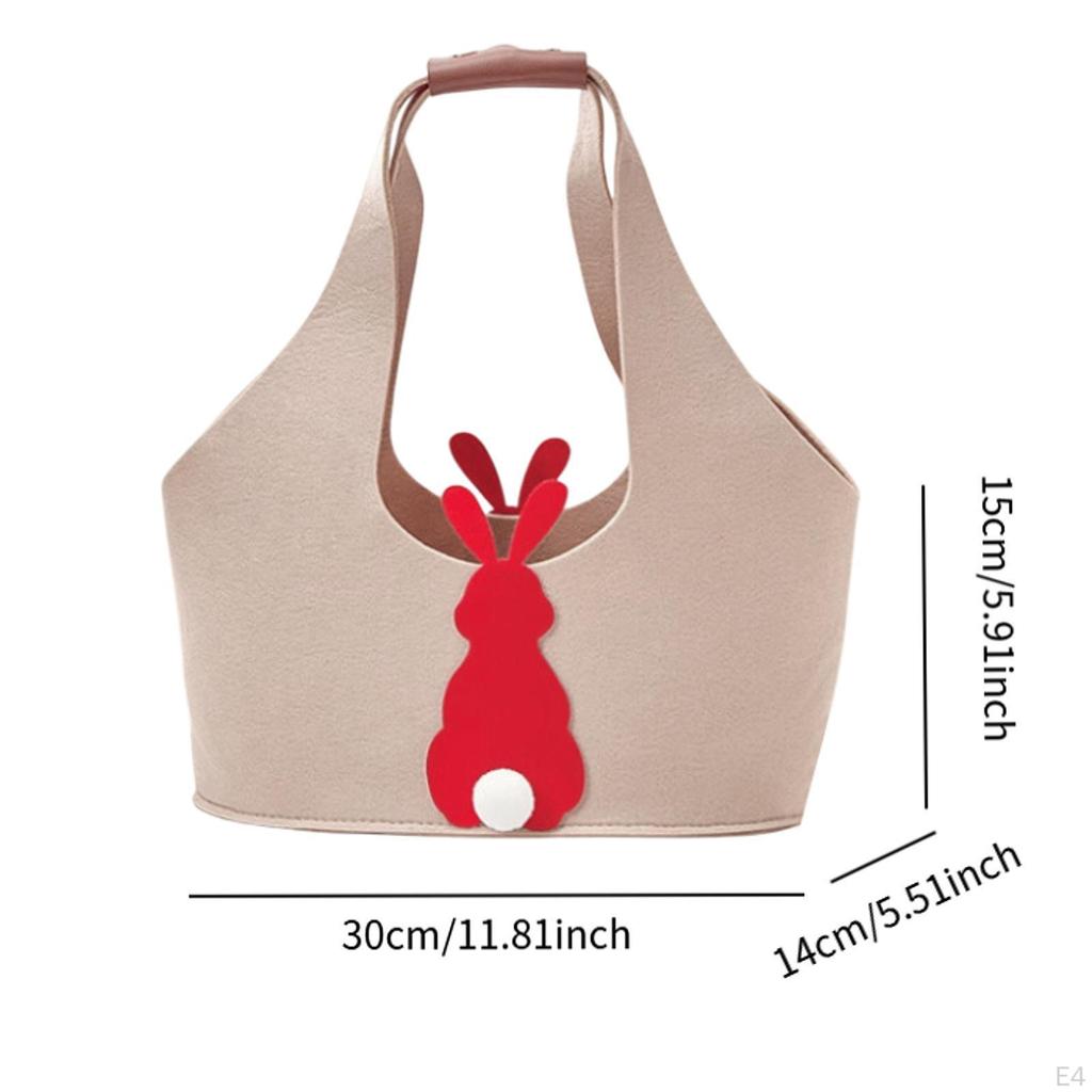 Bunny Easter Bag Felt Tote with Handle Basket Container for Party Supplies