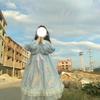Платье Леди Ленивая Лолита с длинным рукавом для косплея с ангельским узором, Платье, До колена, Кукла, (Голубой, М)