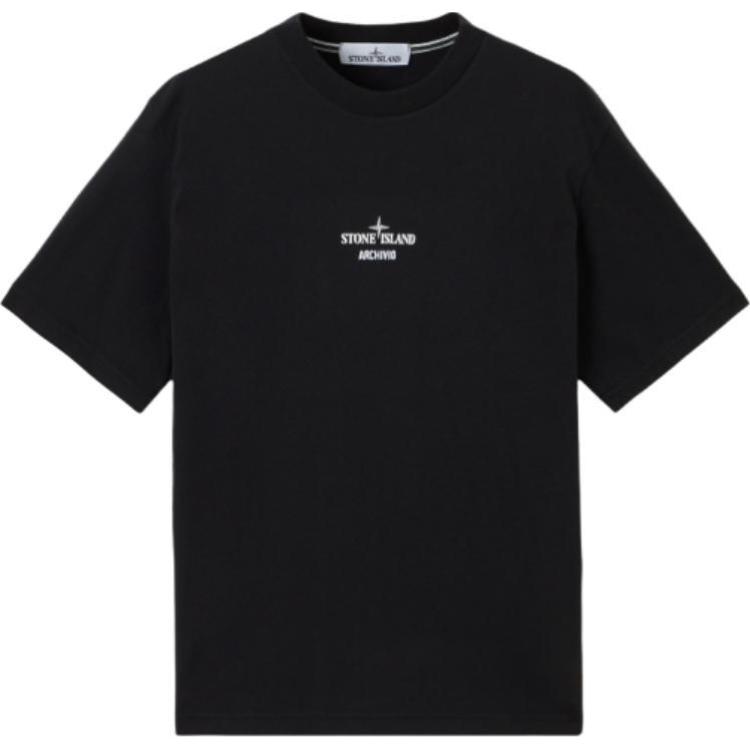 STONE ISLAND Классическая футболка с коротким рукавом и надписью, мужской топ, черный K1S1521000-37S0091-V0029