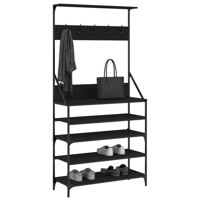 VidaXL Porte-vêtements et rangement des chaussures noir 90x34x184 cm 837877