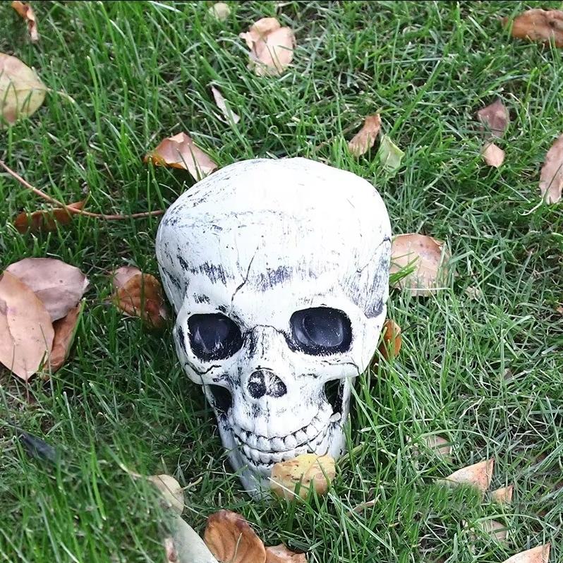 Realistic Skeleton Stakes with Crow and Red Eyes Zombie Hands and Skull Set for Graveyard Yard Lawn Garden Decoration