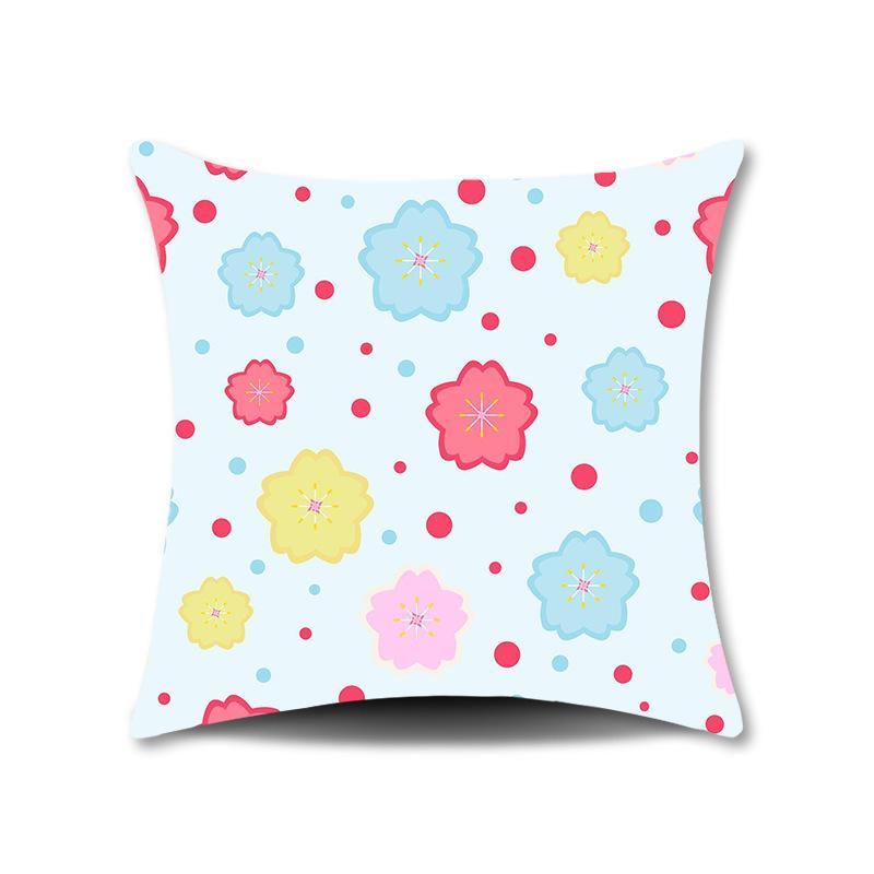 Spring Flower Print Pillow Cover for Home Living Room Sofa Cushion Cover Linen Print Cushion Cover