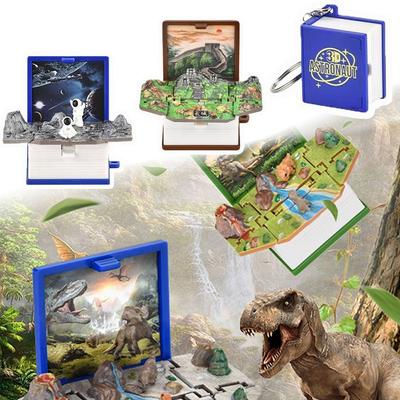 Брелок в виде замка динозавра 3D-книга Мини-брелок Креативная складная книга-брелок для детей