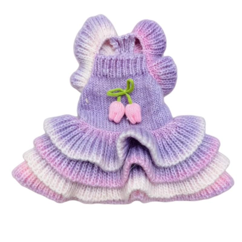 Pet Dog Sweater Winter Gradient Color Knit Pullover Dress Pomeranian Teddy Bichon French Bulldog Maltese