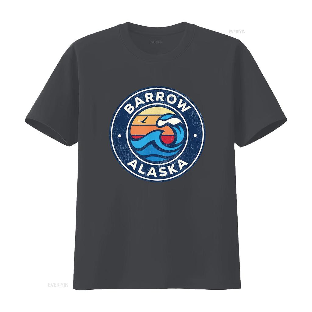 Womens Barrow Alaska Ak Vintage Nautical Waves Design T Shirt vintage Washed Soft designer clothes fashion Breathable Slightly