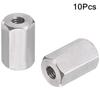 10Pcs Silver Tone Hex Coupling Nuts 304 Stainless Steel Metric Size Durabl Hex Rod Coupling Nut