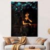 Dark Woman with Eyes Tapestry Wall Hanging, Eerie All Seeing Eyes Artwork, Gothic Wall Decor for Bedroom Living Room Dorm